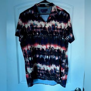 Suslo Couture Tie Dye Button Up Short Sleeve Shirt